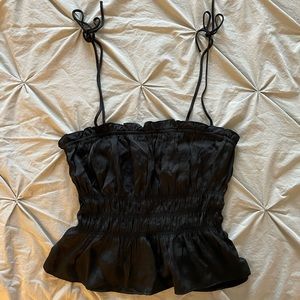 Dynamite Blouse Satin Elasticated Cami Jet Black